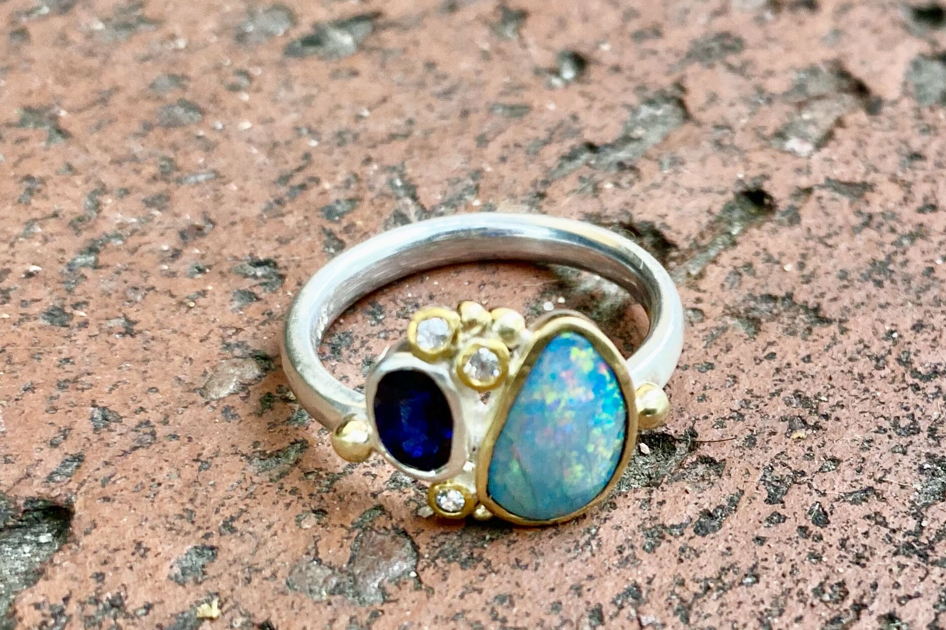 Gemstone ring made from clients "old" jewellery 
