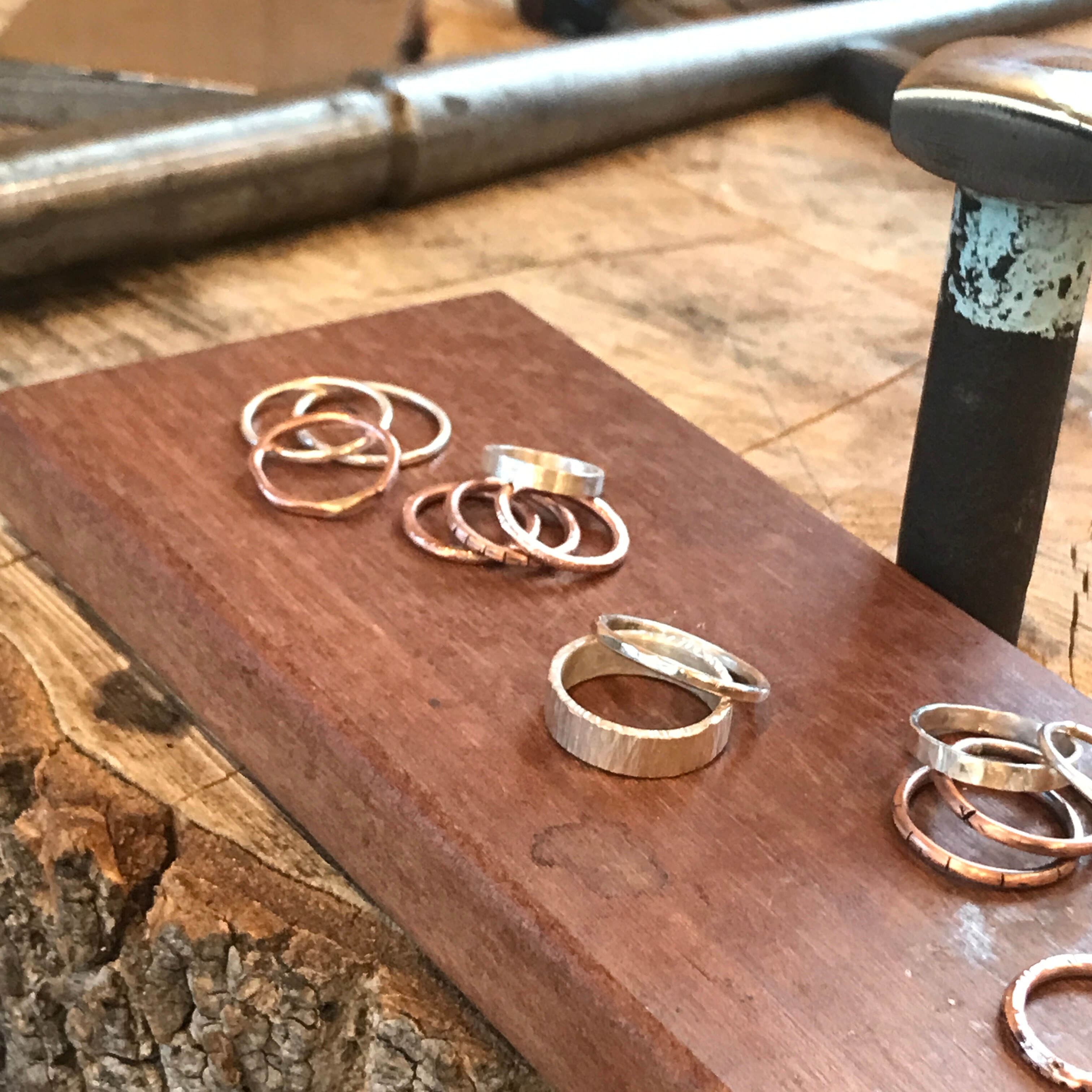 rings two millimetre diameter in sterling silver