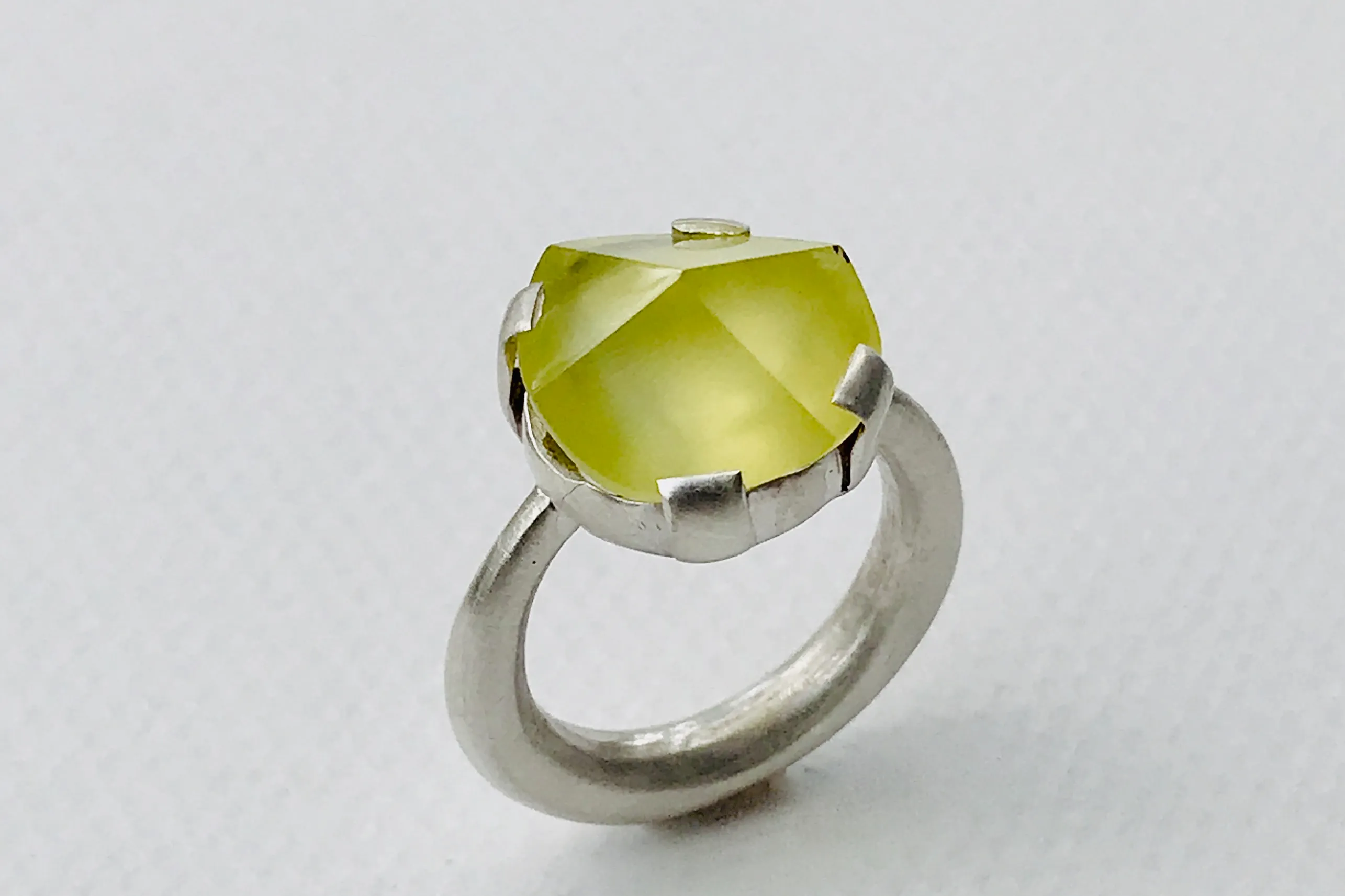 Prehnite Sterling silver ring 